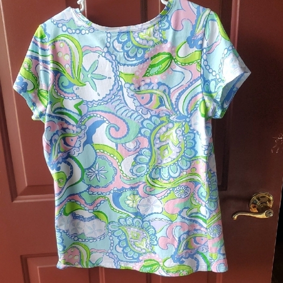 Lilly Pulitzer Blue and Green Fitted Short Sleeve Tee - Picture 10 of 11